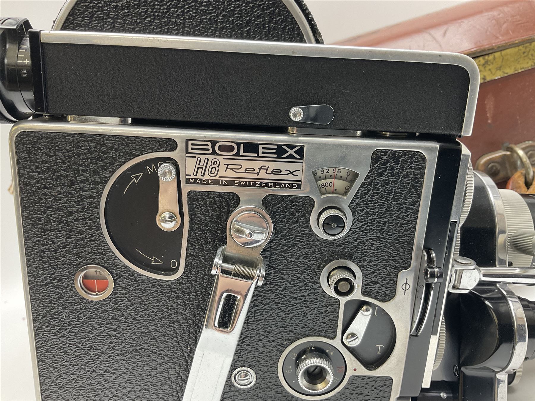 Paillard Bolex H8 RX cine camera body, serial no.195008, with 'Kern Paillard Vario Switar 36EE 1:1,9 f=8/36mm H8 RX' lens, serial no. 955497, in fitted leather carrying case  