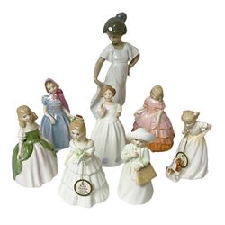  Nao figure 'How Pretty', together with seven Royal Doulton figures, including Wendy and Rose, Nao figure H22cm