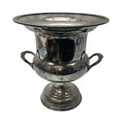 Cooper Brothers silver plated twin handled wine cooler of campana form, H24cm