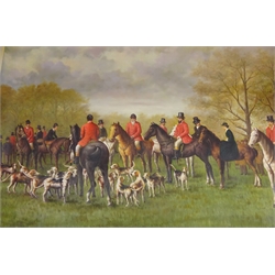  Hunting - The Meet, two 20th century oils on canvas unsigned 61cm x 92cm unframed (2)  