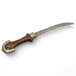 Moroccan jambiya, the metal scabbard decorated in gilt and silver and with hardwood grip L41cm overall