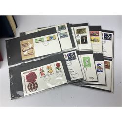 Stamps, including United States of America, Channel Islands, Germany, Bahamas, Barbados, Switzerland, used Great British Queen Elizabeth II etc, in various albums, folders and loose, in one box 