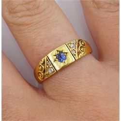 Victorian 18ct gold sapphire and diamond ring, Chester 1893