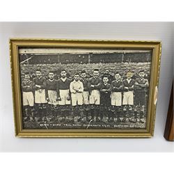 Limited edition First Day Cover 1987 for Sunderland's 50th Anniversary of Winning the F.A. Cup; signed by Raich Carter and Bobby Gurney No.1sp/500; limited edition First Day Cover 1993 to celebrate Raich Carter's 80th Birthday No.1aSp/100; photograph of the RAF XI v Scotland team including Carter and Stanley Matthews; photograph of Carter scoring against Preston N.E. in 1937; photograph of the Hull City squad on tour to Tel Aviv 1949; and photographic print entitled 'North v South Trial Match Bournemouth 2-4-27 Northern Boys' with manuscript note verso by Carter identifying which is him; all framed; Provenance: By direct descent from the family of Raich Carter having been consigned by his daughter Jane Carter (6)