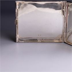 1940s silver cigarette case, of rectangular form with engine turned decoration, hallmarked Ellis & Co, Birmingham 1940, H8.5cm, W10cm