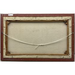 F Potts (British 20th century): River Reflections, impasto oil on canvas signed 45cm x 75cm