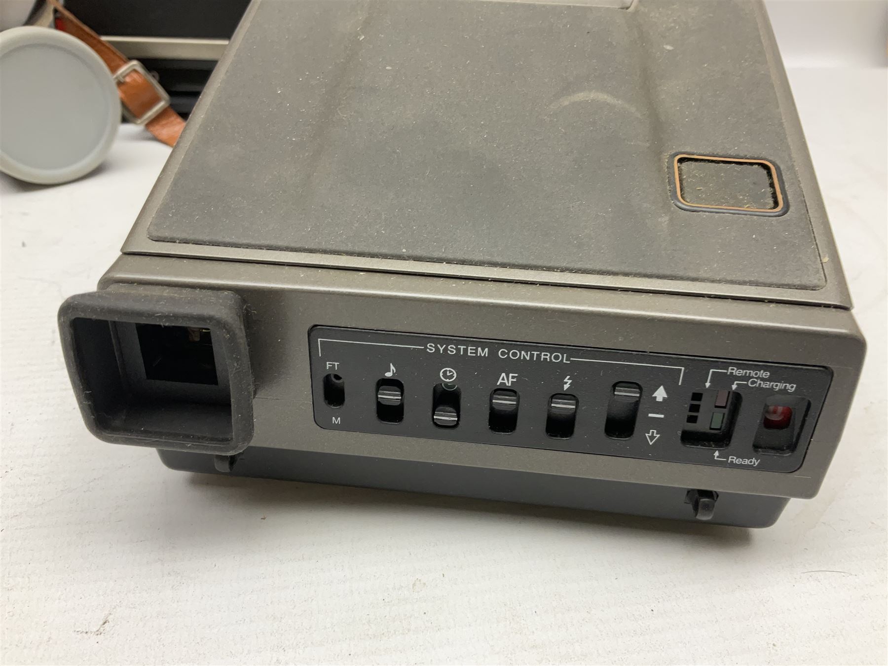 Brass telescope, together with Zenith 7 x 50 field binoculars, two polaroid cameras and other cameras and equipment 