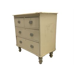 Victorian white painted pine chest, fitted with two short and two long drawers