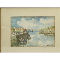Thomas Swift Hutton (British 1860-1935): Robin Hood's Bay and Eyemouth Harbour, pair watercolours signed 24cm x 34cm (2)