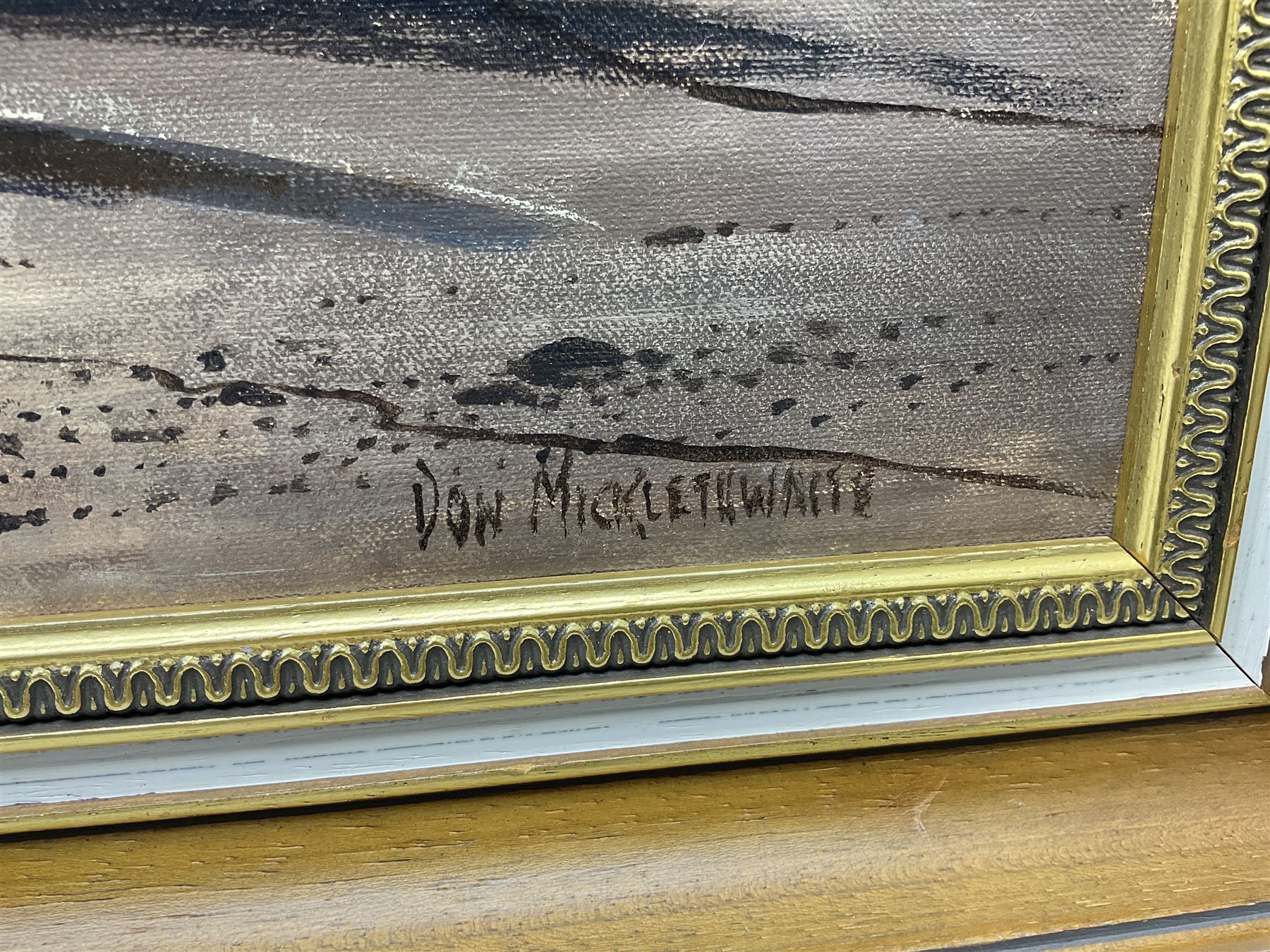 Don Micklethwaite (British 1936-): Boats at Rest in Scarborough Harbour, oil on canvas board signed 40cm x 59cm