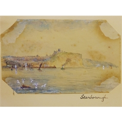  Sketchbook of 19th century watercolours by E Bannister including 'Scarborough' also a drawing sketch by different hand titled 'Bridlington Quay and Pier from North Cliff' 17.5cm x 23.5cm  
