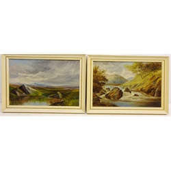  Highland Landscapes, four 19th century oils on canvas signed and dated 1879 by J W Bibbs max 18.5cm x 28.5cm (4)  