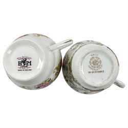 Collection of tea service ceramics, to include Wedgewood Jasperware teapot, milk jug and sugar bowl, together with Royal Albert Lady Carlyle teapot and a large collection of Royal Sutherland and Adderley's teacups and saucers
