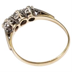 Gold white spinel full eternity ring and a three stone white spinel ring, both 9ct