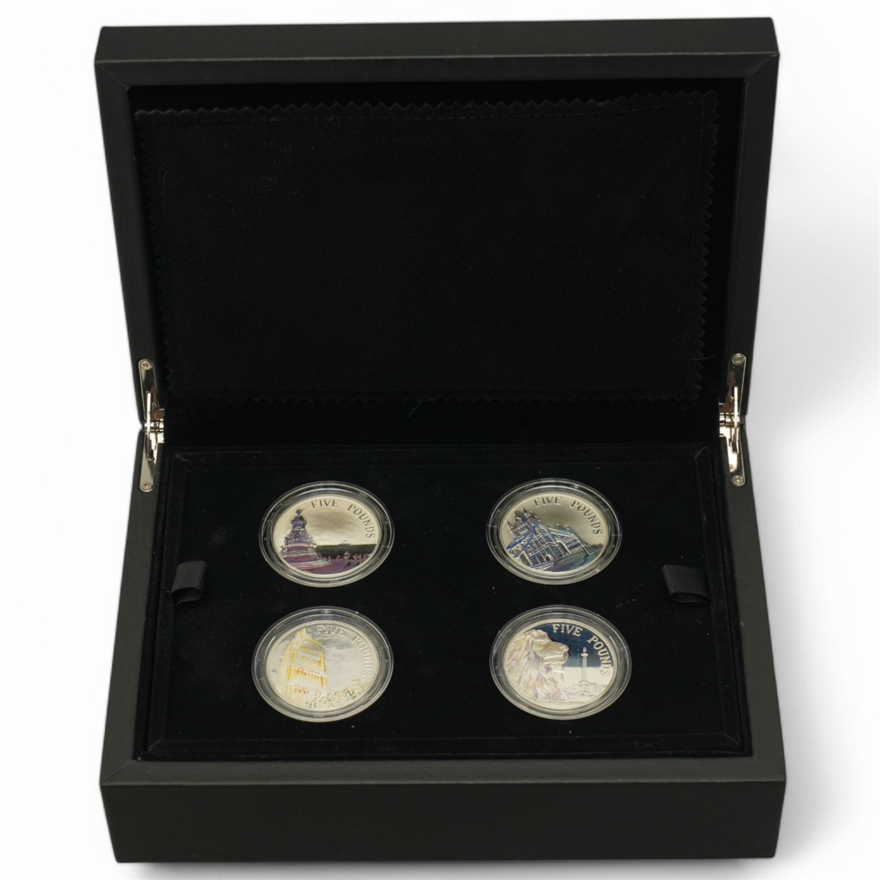 The Royal Mint United Kingdom 2014 silver proof 'A portrait of Britain' five pounds four coin set, cased with certificate
