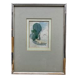 Sir Hugh Casson (British 1910-1999): 'Village Street', watercolour unsigned, labelled verso 11cm x 8cm