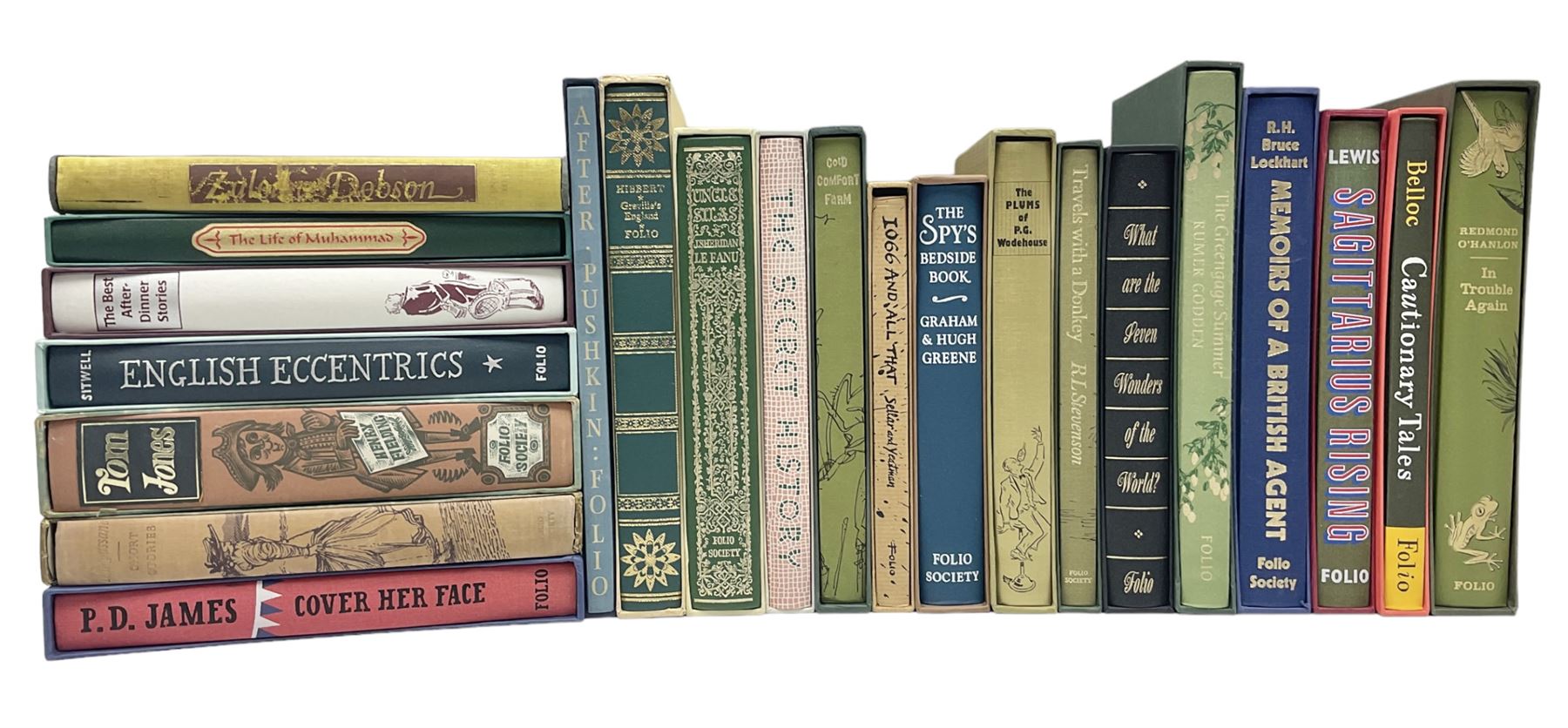 Folio Society; twenty two volumes, to include Cautionary Tales, In Trouble again, Uncle Silas, The Secret History, Sagittarius Rising etc 