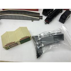 Tri-ang/Hornby '00' gauge - Princess Class 4-6-2 locomotive 'Princess Elizabeth' No.46201 with tender; Battle Space Turbo Car, boxed; four passenger coaches, buffet car, track cleaning car and eight wagons, all boxed; and various other accessories