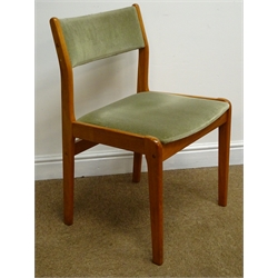  Set four Farstrup teak dining chairs, upholstered back and seat, tapering supports, W51cm  