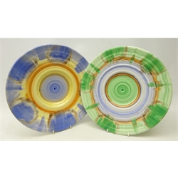  Two Shelley Art Deco Harmony pattern chargers, D36cm (2)  