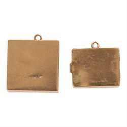Two 9ct gold money box pendant / charms, hallmarked