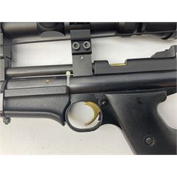 Crosman Air Guns Model 2250B .22 CO2 air rifle, with sound moderator, VLife 3-9 x 40 telescopic sight and Model 1399 Custom skeleton stock, serial no.700B25270, L91cm; with quantity of CO2 gas canisters, 