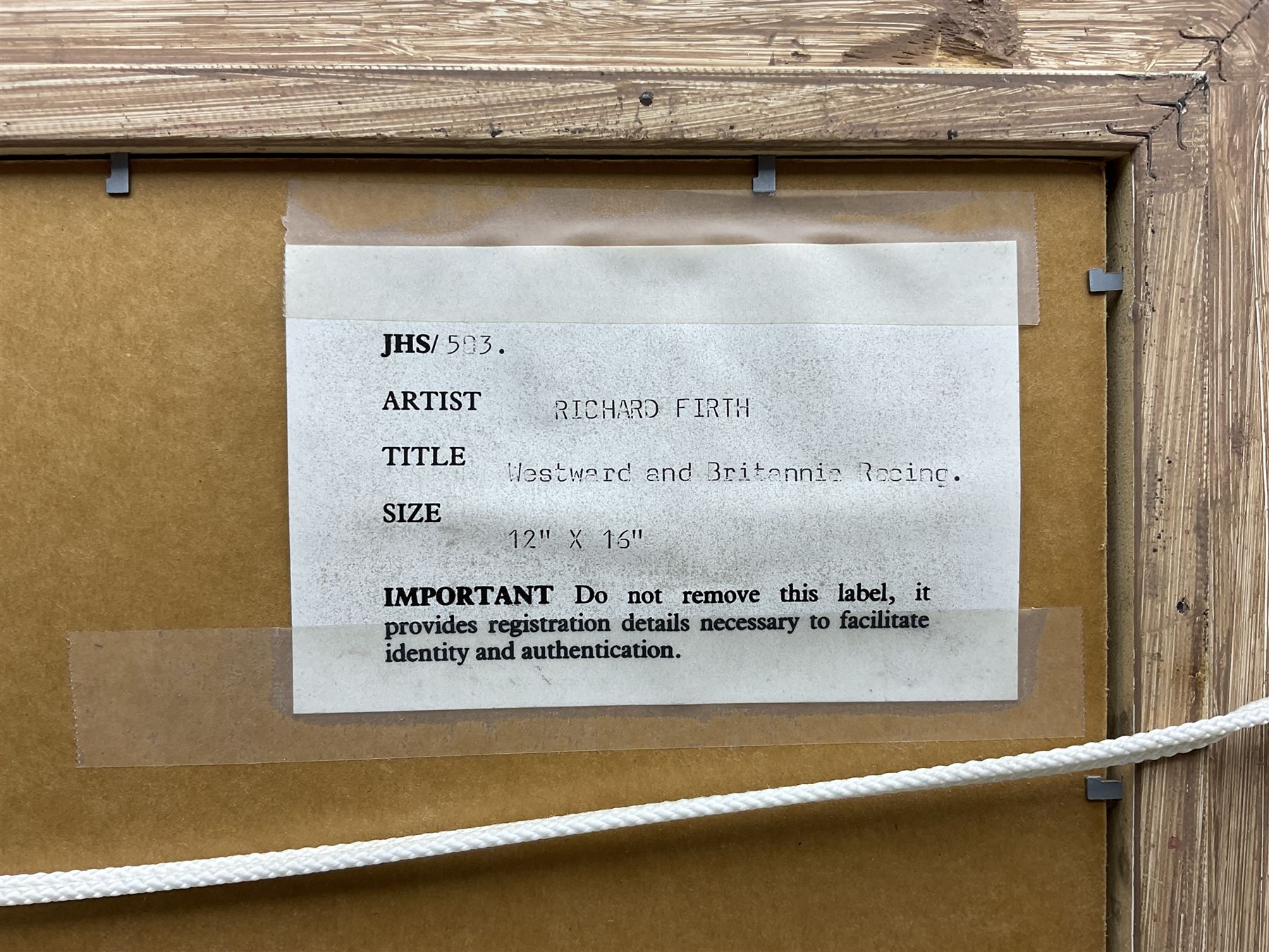 Richard M Firth (British 1971-): 'Westwood and Britannia Racing off the Royal Yacht Squadron - Cowes', oil on canvas laid on to board signed, titled on gallery label verso 29cm x 39cm 
Provenance: with James Starkey, Beverley, label verso