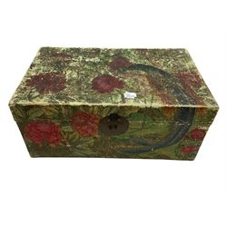 Camphor wood sea chest and a painted covered trunk