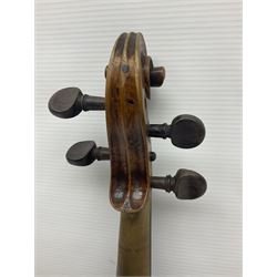 Late 19th century French trade violin with 35.5cm one-piece maple back and ribs and spruce top L59cm overall; in carrying case with bow