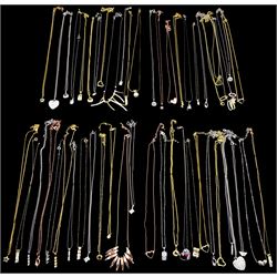 Fifty pendant necklaces including star and heart designs 