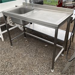 Commercial stainless single sink and drainer, hot and cold taps - THIS LOT IS TO BE COLLECTED BY APPOINTMENT FROM DUGGLEBY STORAGE, GREAT HILL, EASTFIELD, SCARBOROUGH, YO11 3TX