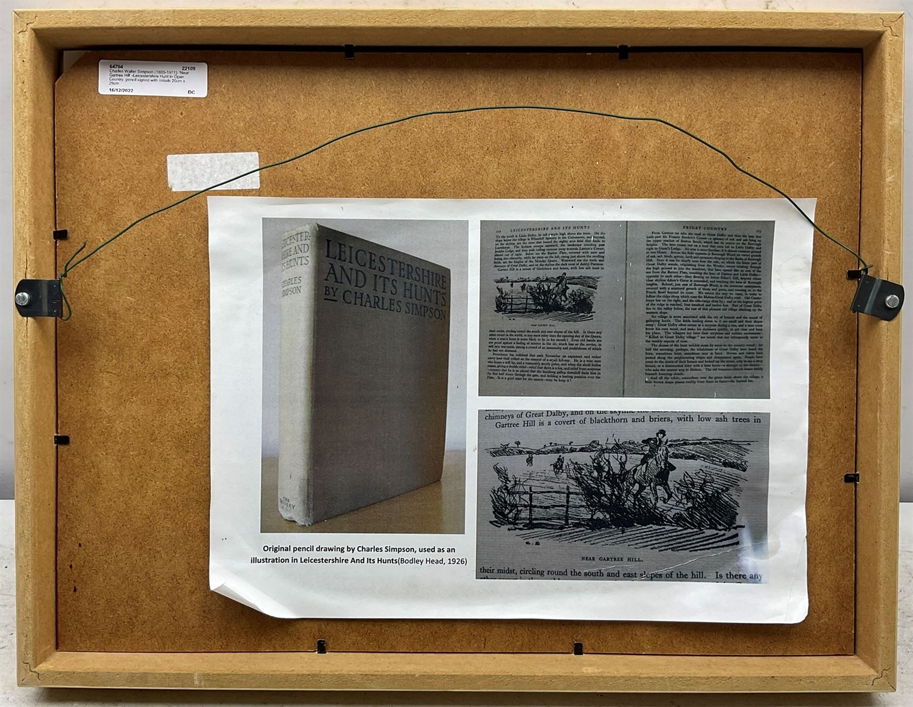 Charles Walter Simpson (1885-1971): 'Near Gartree Hill' - Leicestershire Hunt in Open Country, pencil signed with initials 20cm x 29cm
Provenance: original sketch used for the illustration p.112 in Charles Simpson's book 'Leicestershire and it's Hunts', pub. Bodley Head 1926