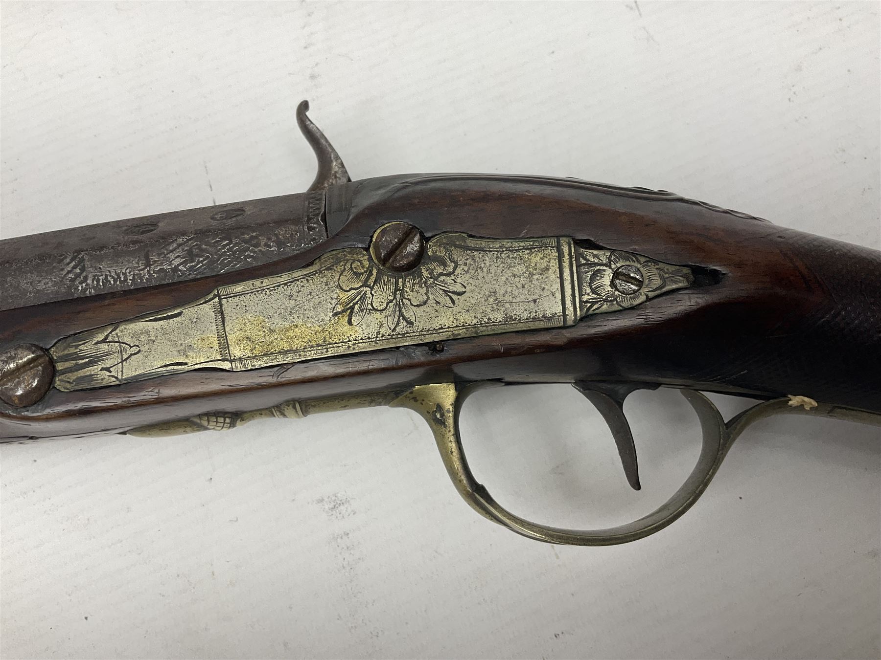Early 19th century 20-bore flintlock converted to percussion fowling piece by Fisher, the 96.5cm(38