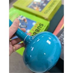 Burmantofts turquoise faience bottle shaped vase, impressed and numbered 1648 beneath, H24cm