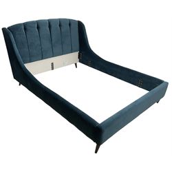 Bensons for Beds - 5' King-size bedstead upholstered in blue velvet 