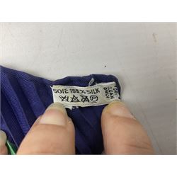 Hermès 'Les Folies Du Ciel' plisse silk scarf, designed by Loïc Dubigeon, printed with hot air balloon motifs, contained within twisted green rope border, on merging light and navy blue ground, with rolled hand stitched edges and Hermes material label, length 129cm