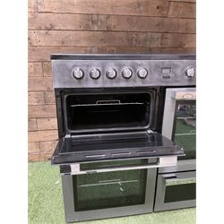 Flavel Milano 100 MLN10CR 100cm freestanding range induction cooker together with Cooke and Lewis CLBHS90 stainless steel box cooker hood