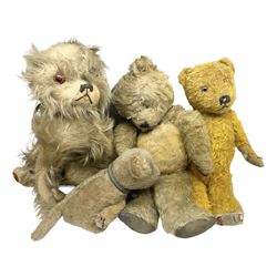 Two teddy bears and two stuffed dogs for restoration
