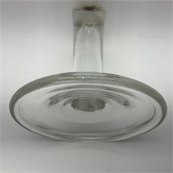 Georgian ale glass, the bowl of tapered form with fluted rim, etched with hops and barley, upon slightly tapering stem and circular domed and folded foot, H30.5cm