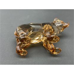 Swarovski Crystal brown bear family, comprising adult and two cubs, adult H10cm 