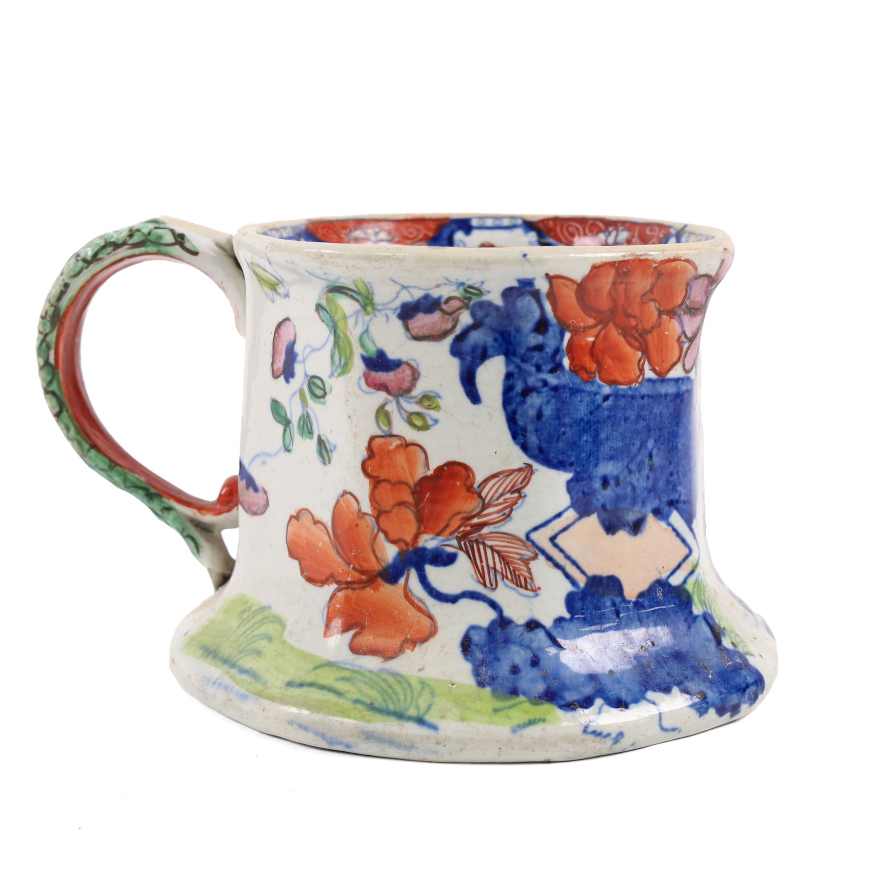 Collection of 19th century Masons ironstone ceramics, comprising cider mug, incense burner, jug and chamber pot  