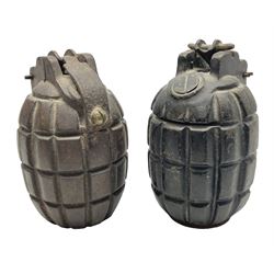 Two inert WW2 Mills Bomb (pineapple) han