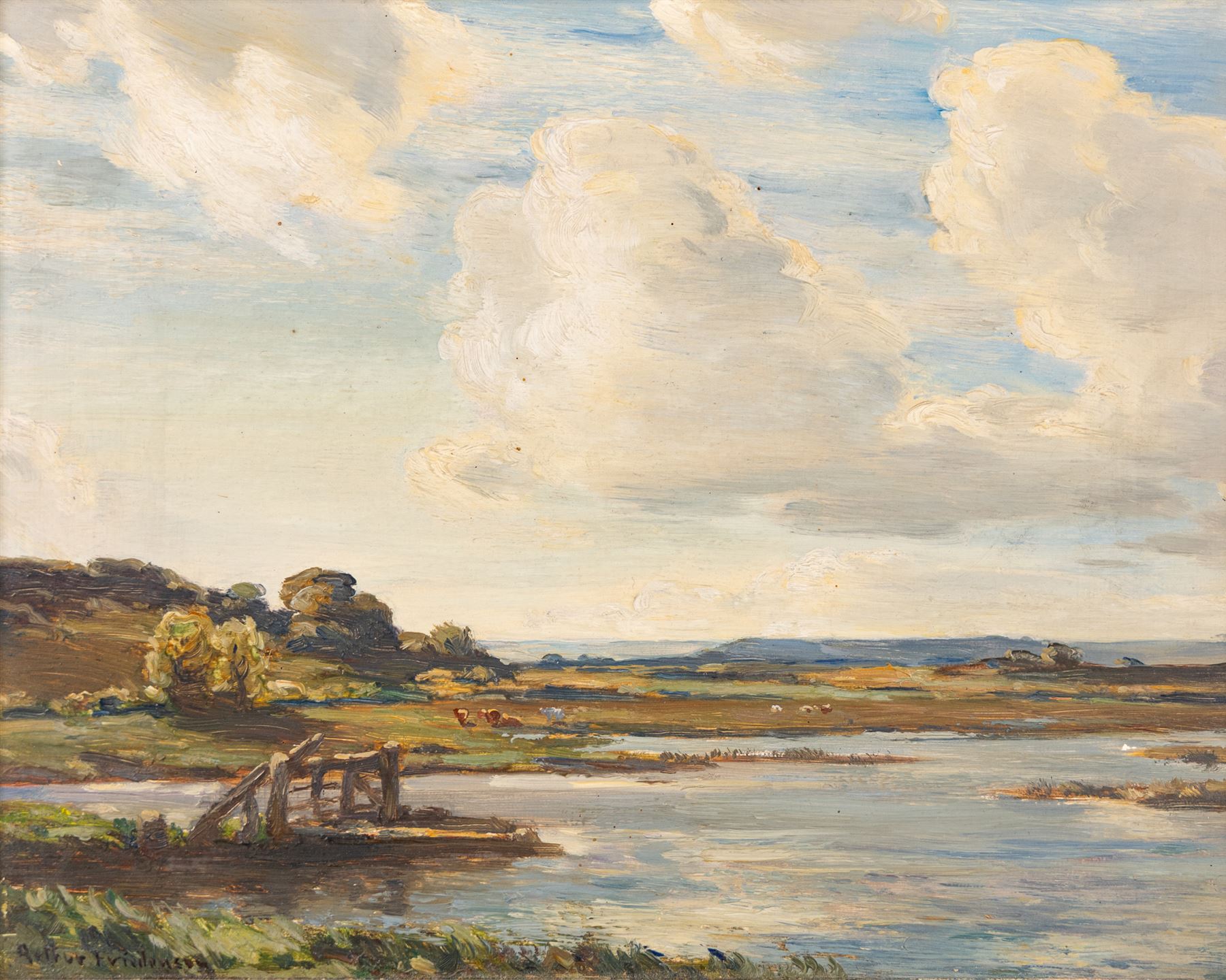 Arthur A Friedenson (Staithes Group 1872-1955): Summer on the Isle of Purbeck, oil on board signed 20cm x 26cm