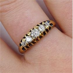 Early 20th century 18ct gold five stone diamond ring, hallmarked, total diamond weight approx 0.30 carat