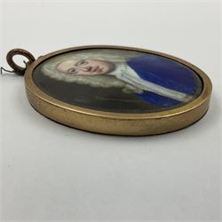 In the manner of Christian Zincke (German 1683-1767)
Portrait miniature upon enamel, circa 1750
Head and shoulder portrait of a gentleman in blue coat, possibly George II 
Within 9ct gold frame with ivory panel verso
Oval 4.5cm x 3.5cm

This item has been registered for sale under Section 10 of the APHA Ivory Act