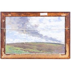 Neil Tyler (British 1945-): 'Hawsker Church', oil on board signed and titled, landscape sketch verso 29cm x 48cm