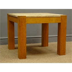  Marble top coffee table, square oak supports, W60cm, H50cm, D60cm  