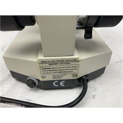 Zenith 'Ultra-500LA' binocular laboratory microscope with accessories and instructions in delivery box