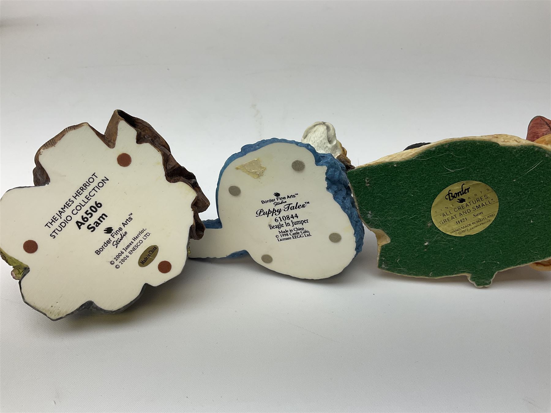 Twelve Border Fine Arts figure groups, to include Bath Time B0086, Young Farmers A1453, Monty A6739, Beagle in Jumper 610844, Sam JH21, Gyp A6509, etc  