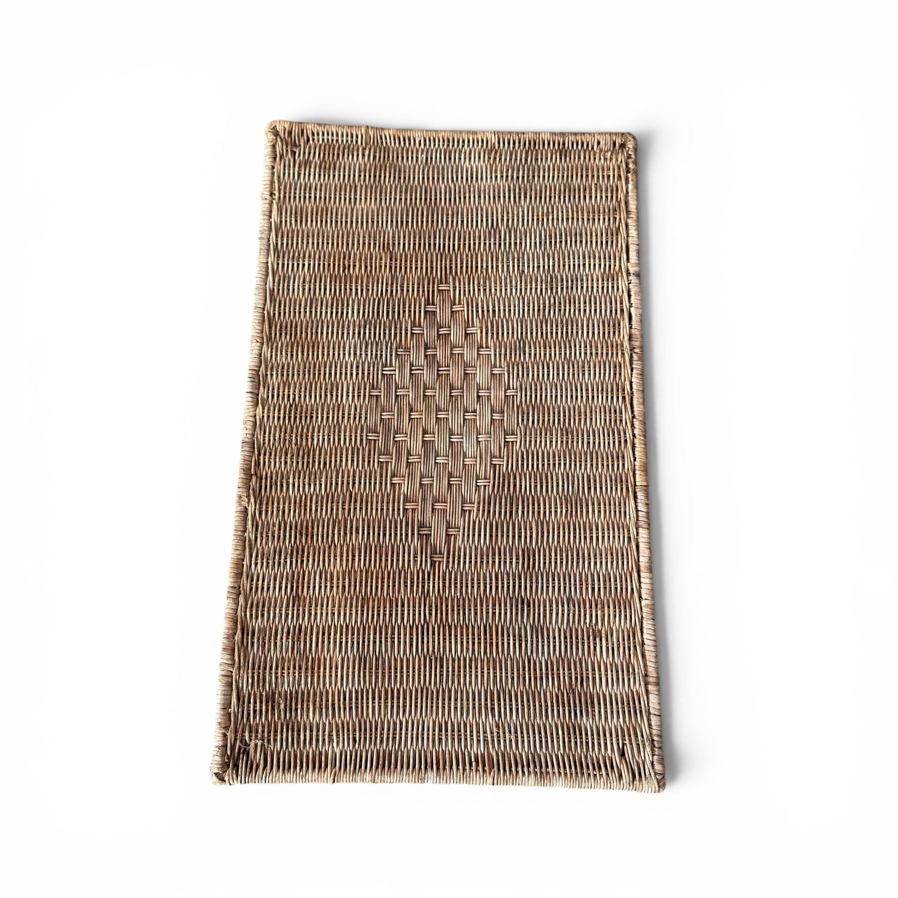 Basket work coffee table featuring scrolling leaf edging on tapered lags